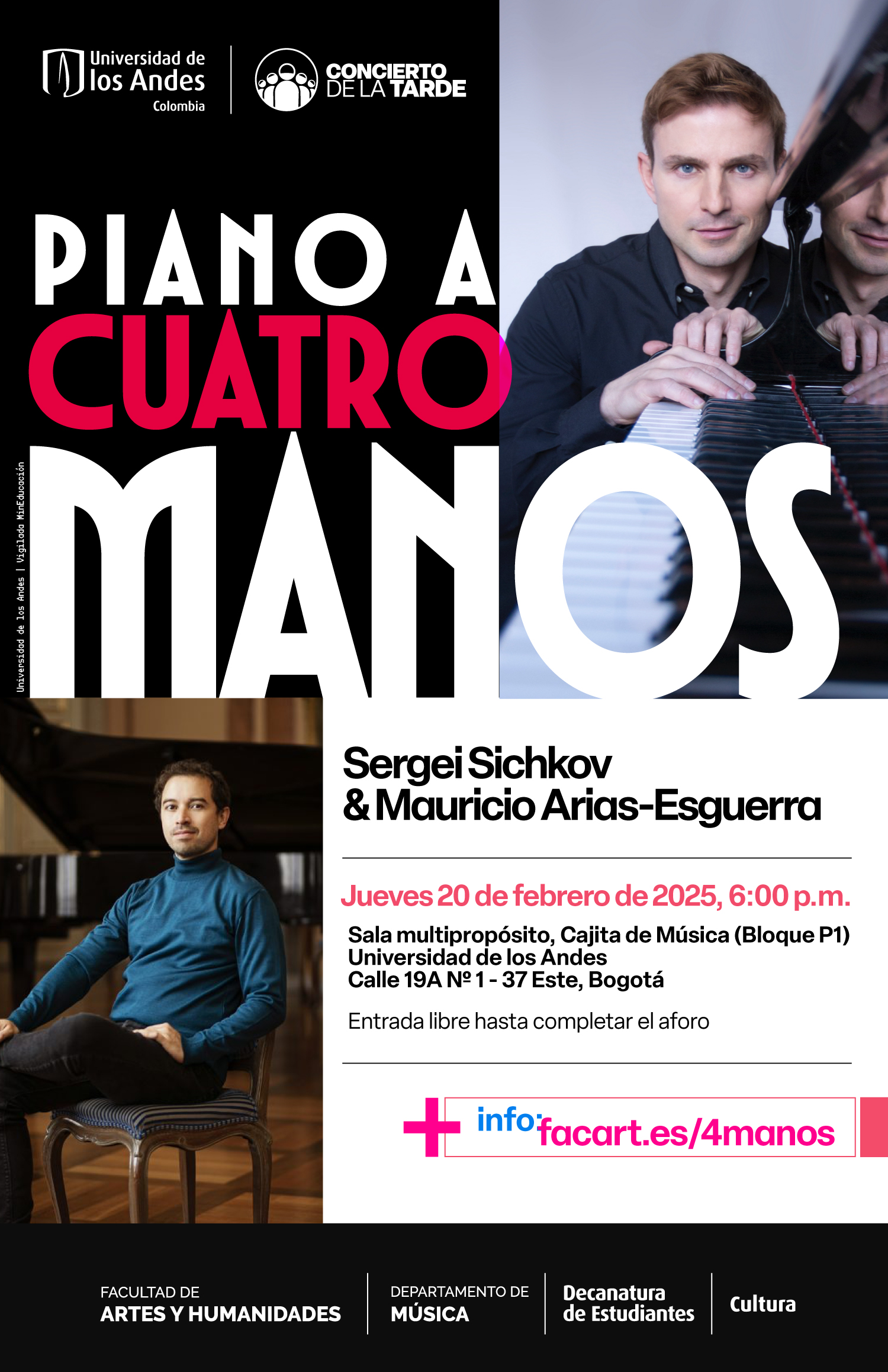 Concierto de la Tarde: ¡Piano a 4 manos! Sergei Sichkov & Mauricio Arias-Esguerra, próximo jueves 22 de febrero de 2025 a las 6:00 p.m.