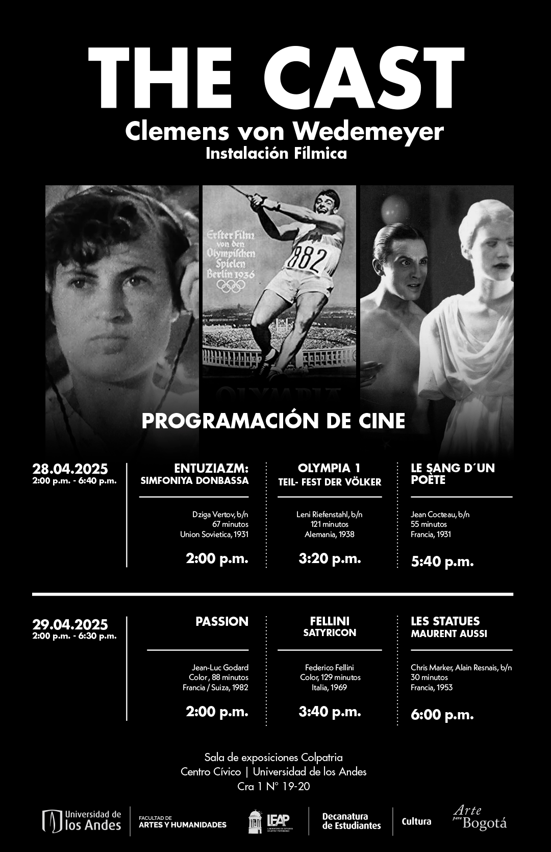Programación ciclo de cine: The Cast, próximo lunes 28 y martes 29 de abril de 2025 en la Universidad de los Andes