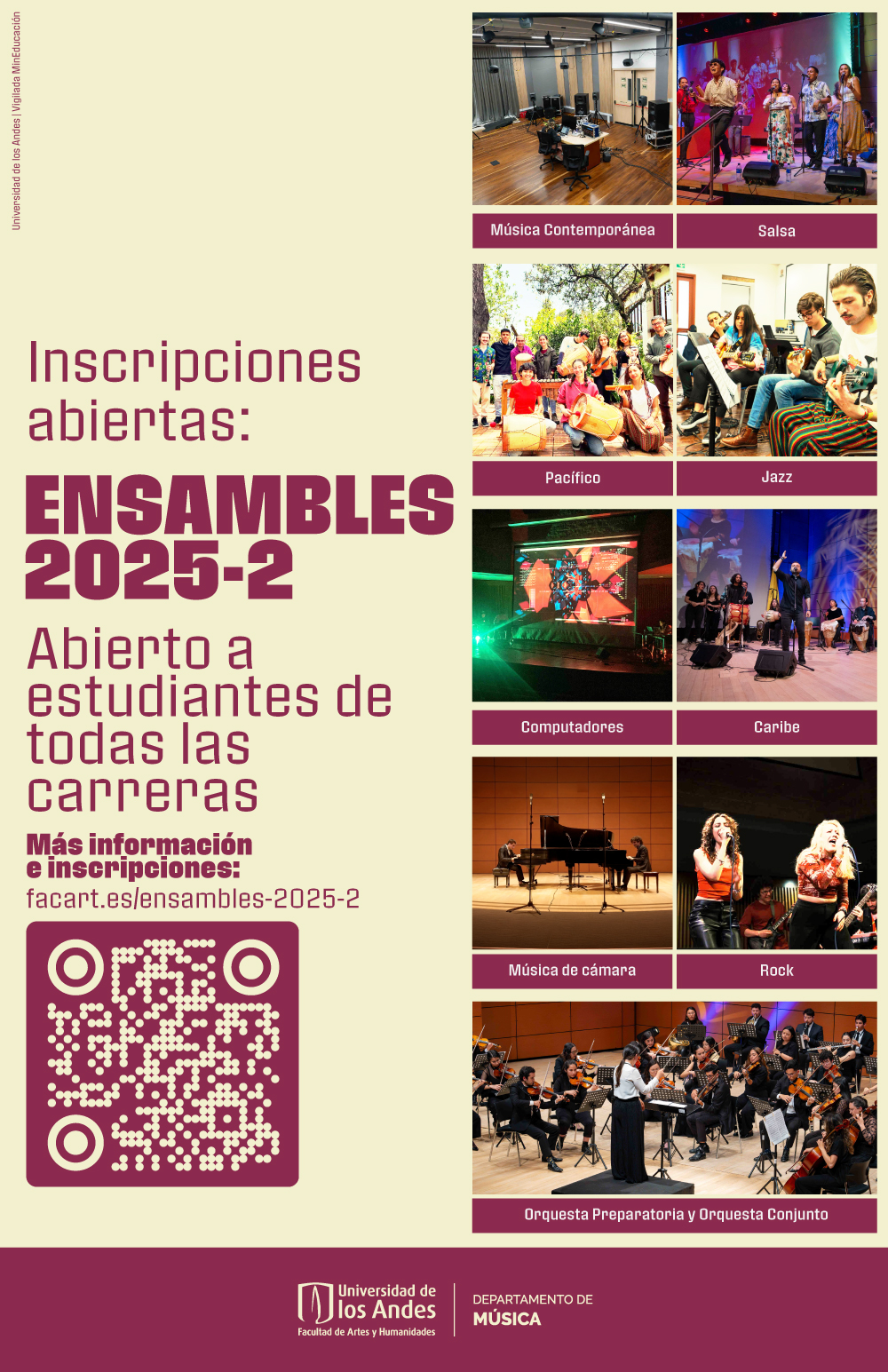 Ofertas de cursos: Ensambles del Departamento de Música en 2025-2