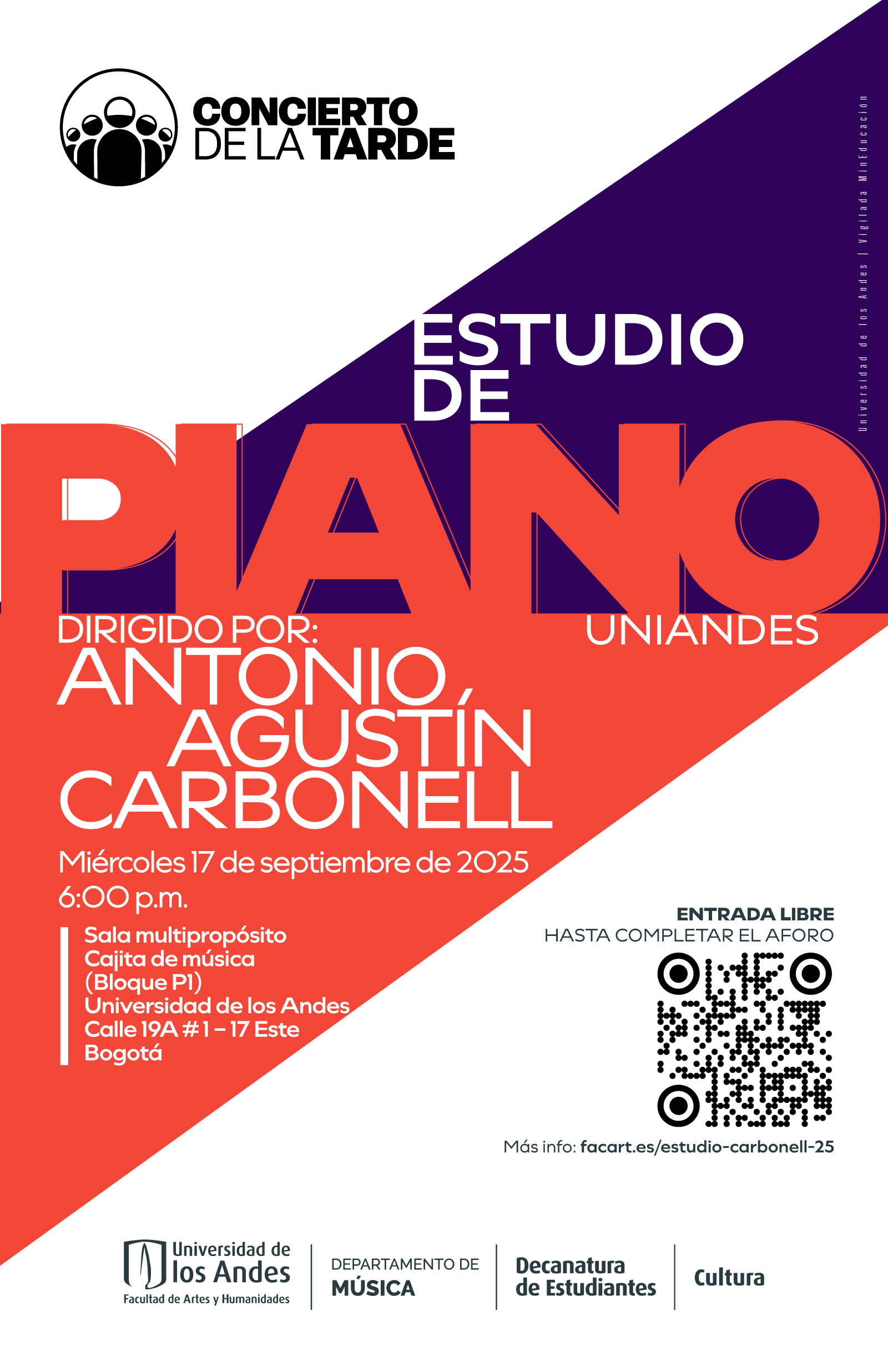 Concierto de la Tarde: Estudio de Piano Uniandes – Dirigido por Antonio Carbonell