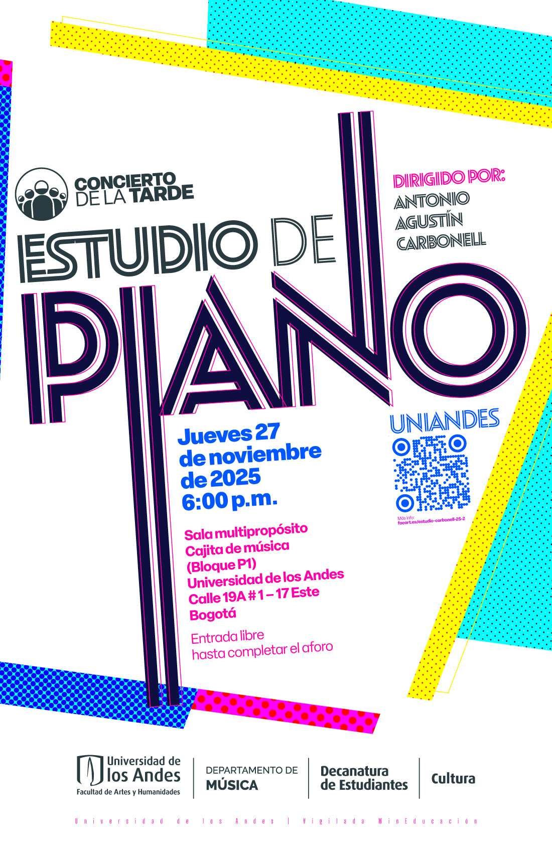 Concierto de la Tarde: Estudio de Piano Uniandes – Dirigido por Antonio Carbonell